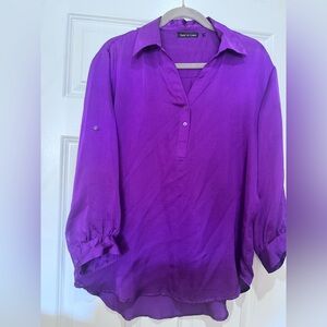 Purple Split-Neck Blouse Vibrant